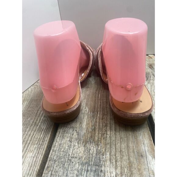 A New Day Velvet Slide Sandals Pink Rhinestone Buckle Square Toe Heels Size 6.5 - Picture 6 of 10